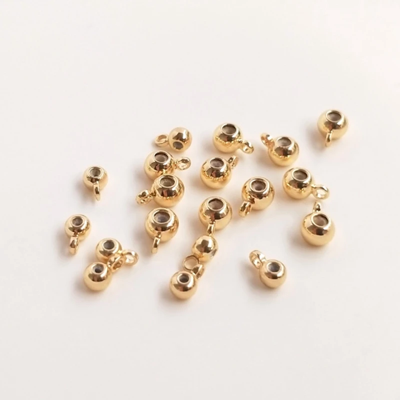 

3-5MM Real Gold Plated Copper Adjustable Beads With Ring Silicone Plugs Chain Positioning Jewelry Accessories