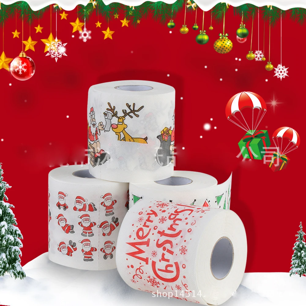 Christmas Tissue toilet paper roll cute creative printed paper Santa Claus Christmas tree roll paper soft 3 Ply