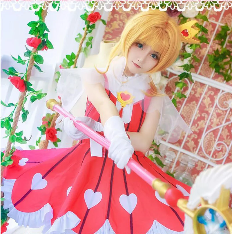 Anime Card Captor Sakura Rõ Ràng Thẻ OP2 Sakura Trang Phục Hóa Trang Hoa Hồng Đánh Bạc Phù Hợp Với Bé Gái Dễ Thương Áo Đỏ Halloween Carnival Đồng Phục