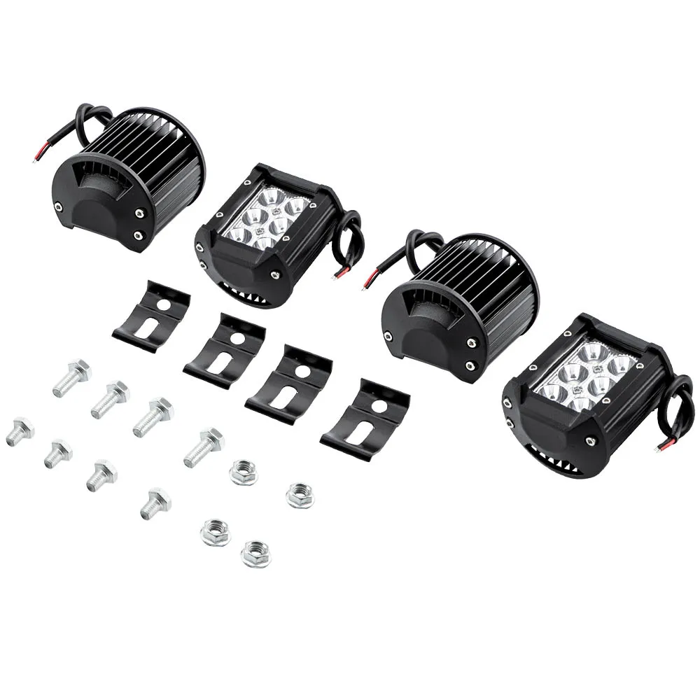 4x 4inch LED Fog Light 18W Bumper Lamp Work Light For SUV ATV UTV Off-Road 4Door