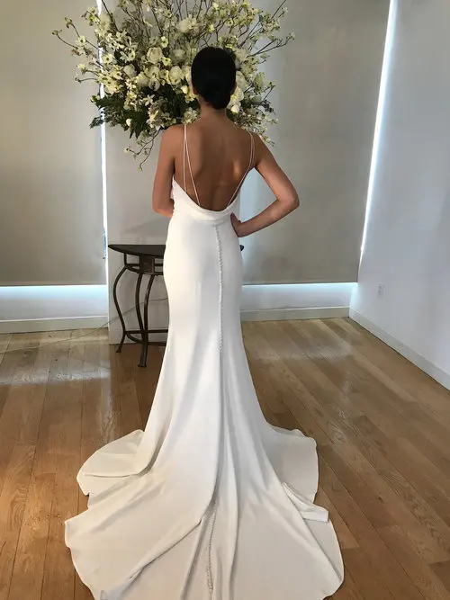 حورية البحر فساتين الزفاف الخامس الرقبة عارية الذراعين أكمام الطابق طول فساتين الزفاف Vestido De Noiva مثير أنيق فستان عروس