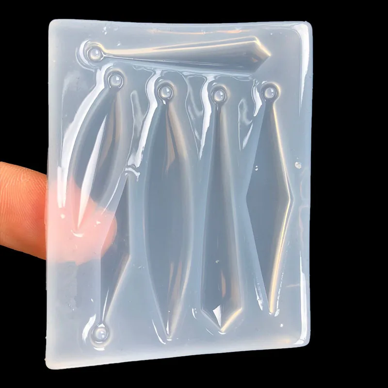 Molde de silicona con forma de espejo, accesorio para fabricación de joyas, pluma hueca, colgante, llavero, resina epoxi UV