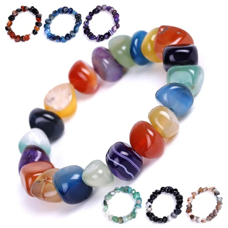 DIEZI Yoga Ethnic Multicolor Natural Irregular Stone Beads Strand Bracelet For Men Women Handmade 7 Chakra Bracelets Bangle Men