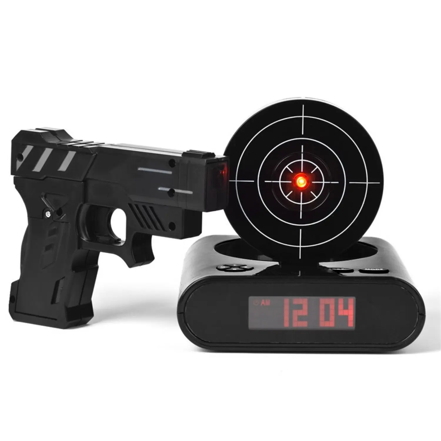 LED Digital Alarm Clock Kids Shooting Laser Toy Gun Digital Table Clock Target Panel Shoot Wake-UP Desk Watch Toy Games for Kids