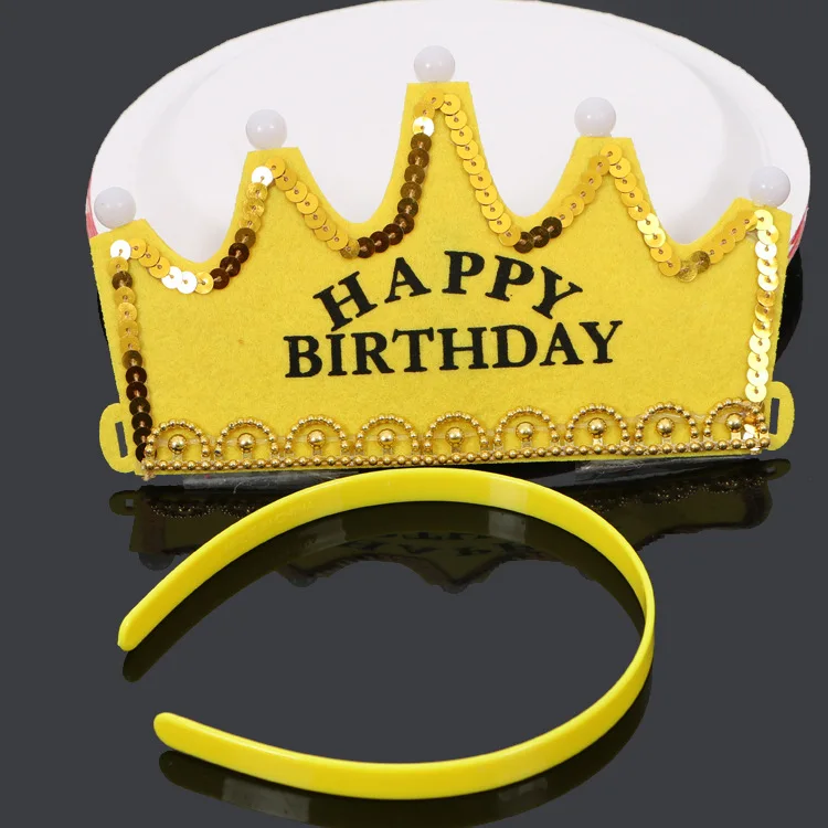 LED Happy Birthday Party Krone Hüte Glow Stirnband König Prinzessin Prinz Baby Dusche Junge Mädchen Kinder Weihnachten Dekorationen Liefert Hüte – Detail 1