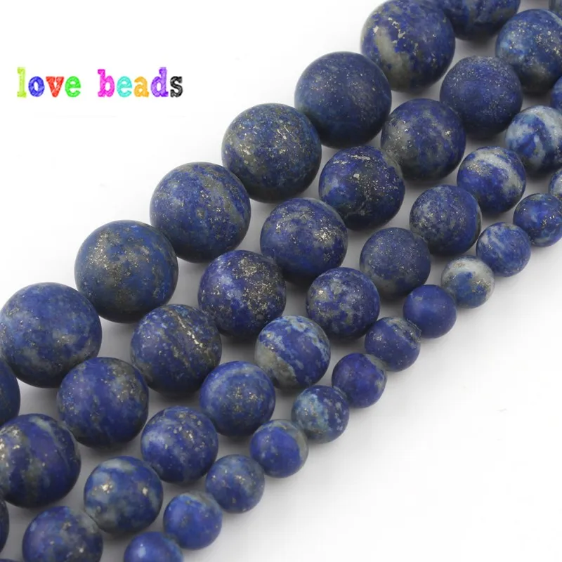 AAA Natural Lapis Lazuli Stone Beads Dull Polish Matte Stone Round Bead for jewelry Making DIY Bracelet Necklace 15\'\'Strand