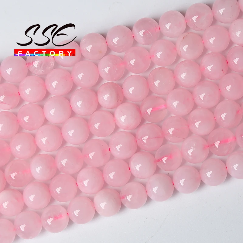 Wholesale Natura Rose Quartz Beads Pink Crystal Round Loose Stone Beads For Jewelry Making DIY Bracelet 4 6 8 10 12mm 15\