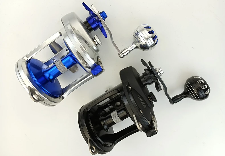 TR10000 Full Metal Heavy Trolling Reel Strong 30kg Drag Power Blue See Boat Fishing Big Drum Reel Right Hand Baitcasting Reel