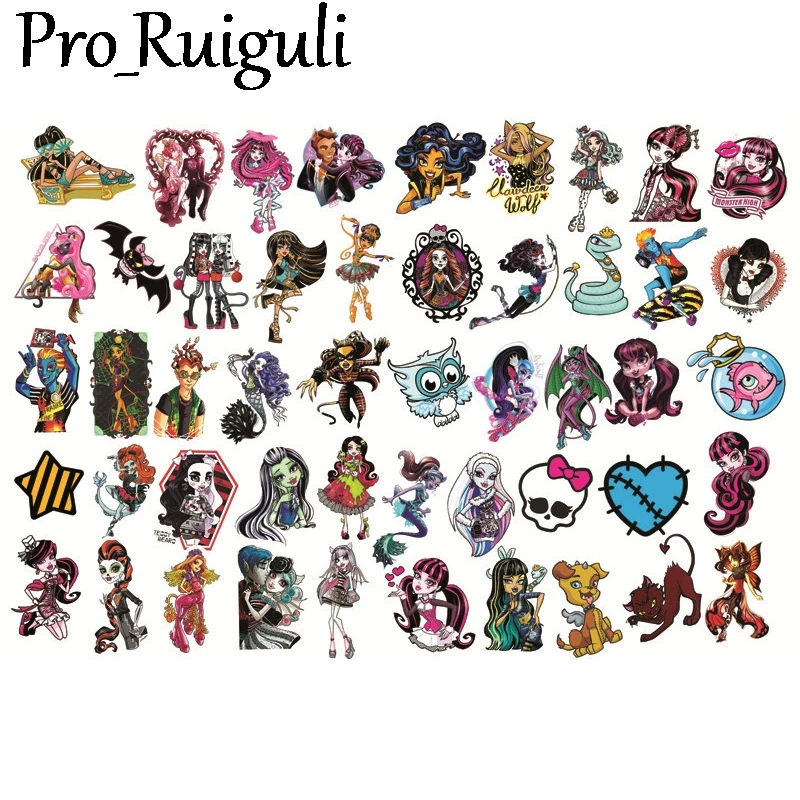 50pcs Monster High Scrapbooking Stickers Packs Waterproof Skateboard Luggage Motorcycle Guitar Graffiti Kids decals pasters gift