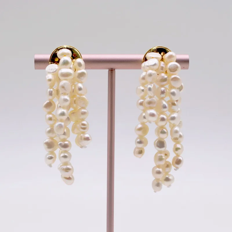 Tassel Earrings Natural Small Baroque Pearl Long Earrings White/Colored Pearls Handmade Vintage Gold Earrings Women\'s Earrings