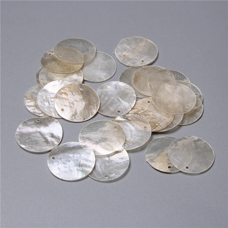 Natürliche transparente runde Muschelstücke für die Schmuckherstellung, Ohrringe, lose Bulk-Muschel-Charm-Perlen, Zubehör, handgefertigter Schmuck zum Selbermachen – Detail 4