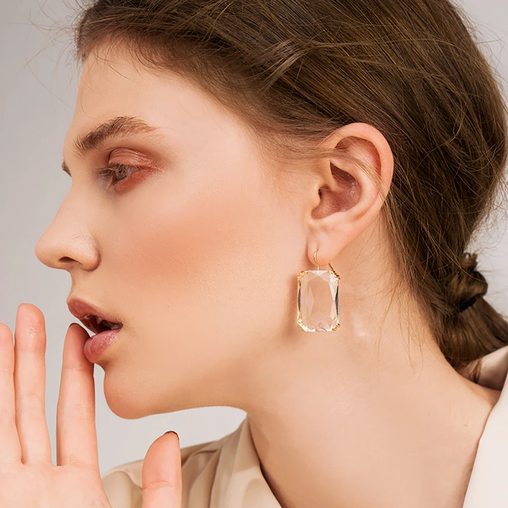 New Fashion Acrylic Resin Transparent Dangle Earrings for Women Trendy Charm Geometric Statement Drop Earrings Bohemia Jewelry