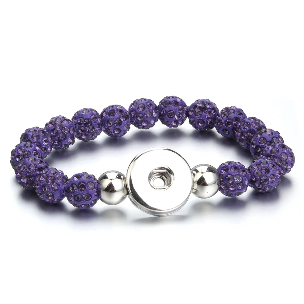 New Snap Jewelry Clay Crystal Snap Button Bracelet Handmade 10mm Beads Fit 18mm 20mm Snaps Button Bracelets For Women