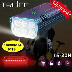 10000 mAh Bike Light Rainproof USB Rechargeable LED Bicycle Light Super Bright 5000lms Flashlight for Cycling Front / Rear Light