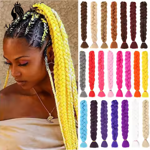 Yellow Jumbo Braiding Hair Pre Stretched Crochet Braids 82 Inch 165g Afro Synthetic Hair Extensionss for Women Box Twist Braid