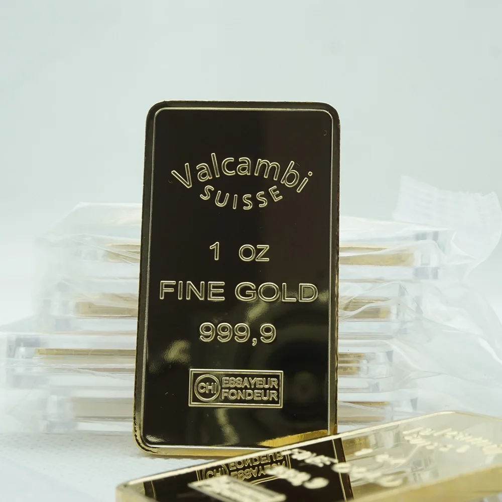 Valcambi Suisse Scotiabank Bar Swiss 1OZ Fine Gold Plated Credit Bars with Different Serial Laser Number Decoration Gold Coin