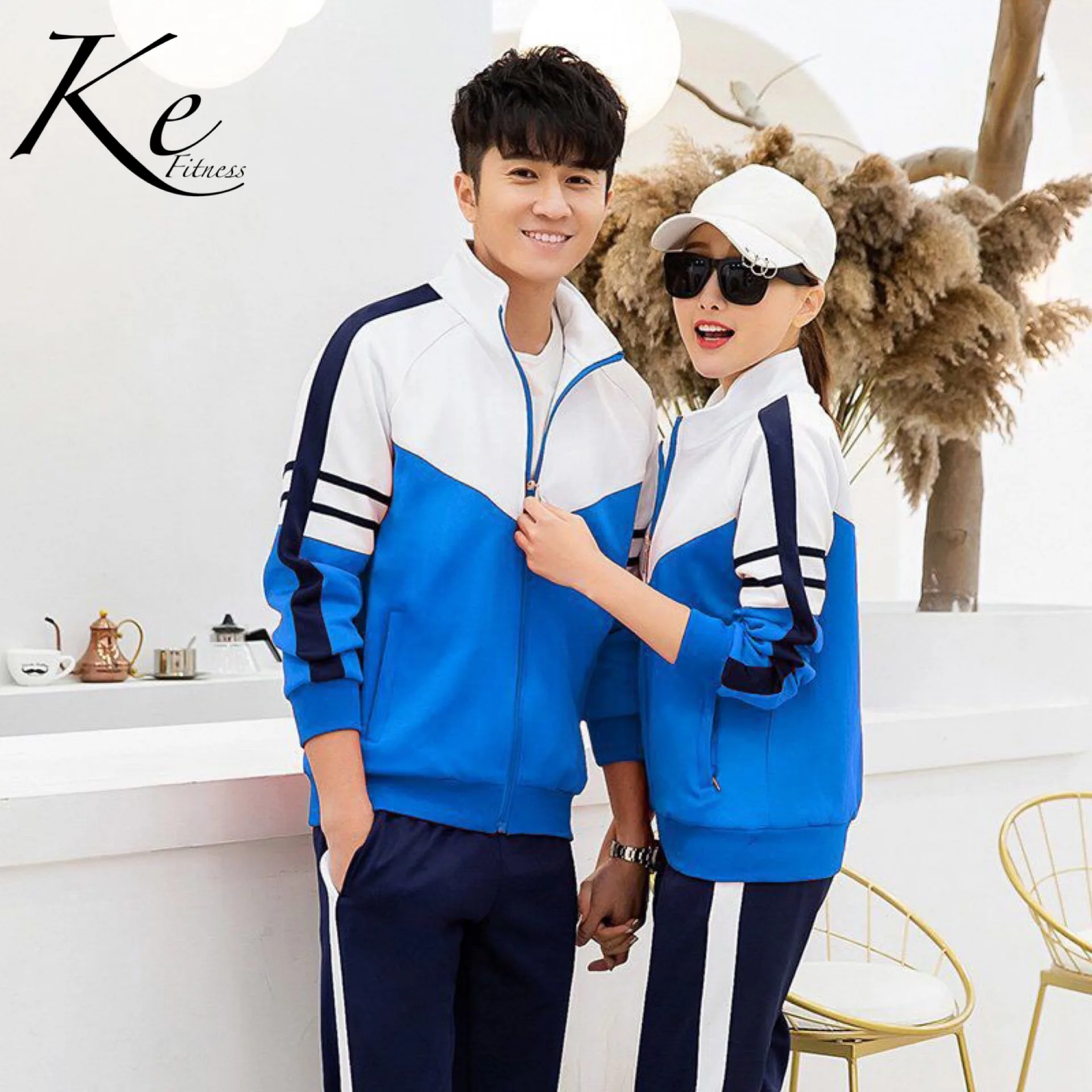 

KE267 uniforms suit sportswear blue red two-piece running sport clothes suit tracksuit sport set man woman big size extra plus