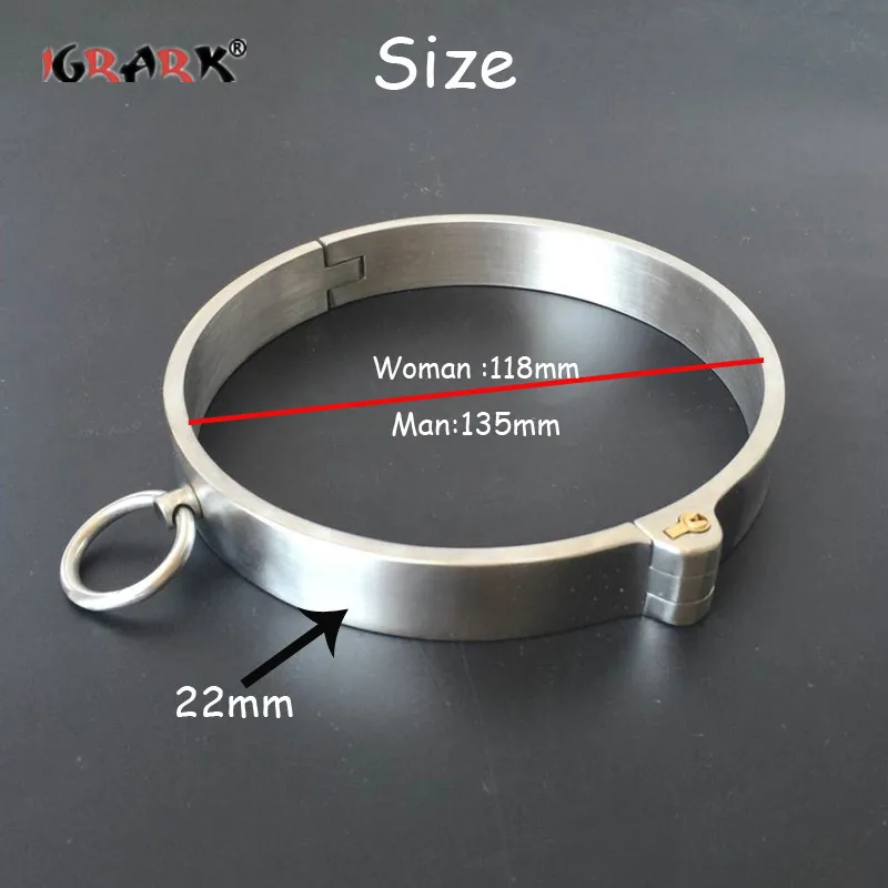 304 Stainless Steel Lockable Neck Collar Bdsm Bondage Restraints Choking Ring Slave Fetish SM Games Sex Toys For Women Man