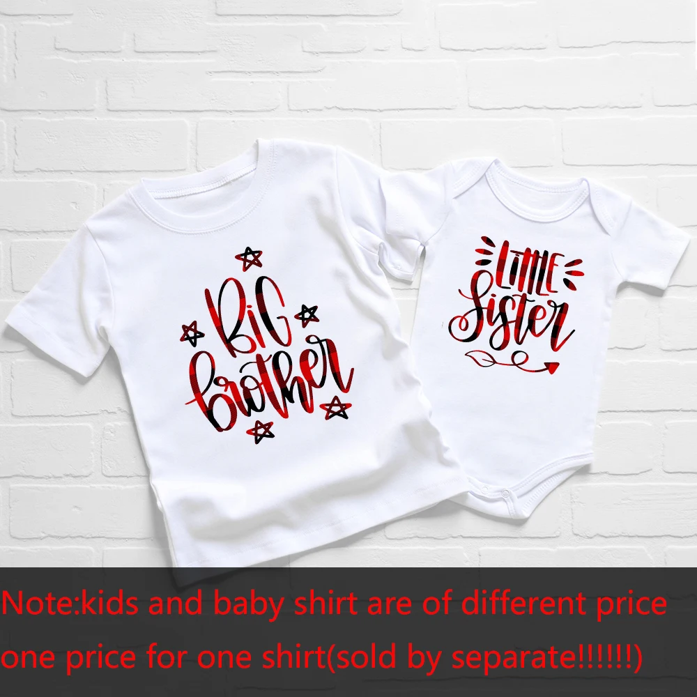 Big Brother Little Sister Shirts Family Look Big Brother Little Sister T-Shirts Brothers Sisters Dinosaur Cute Tshirts Drop Ship