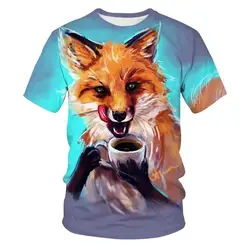 3D Print T shirts Men Women Summer Harajuku Clothing Hip Hop Fashion  Boys and  Girls Tees Tops Cute Animal Graphic Fox T-Shirt