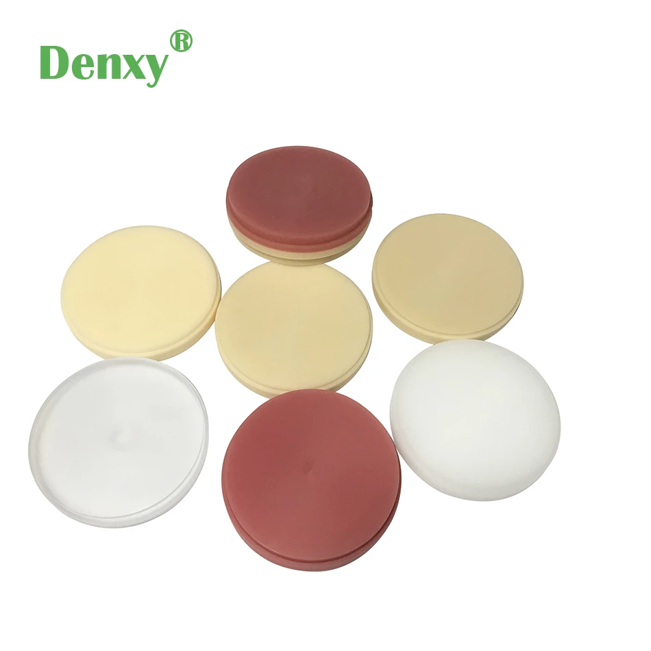 Denxy 5pcs CAD/CAM PMMA  Blocks  milling discs Dental Material lab for Make Temporary Bridge Dental Restorations Resin block