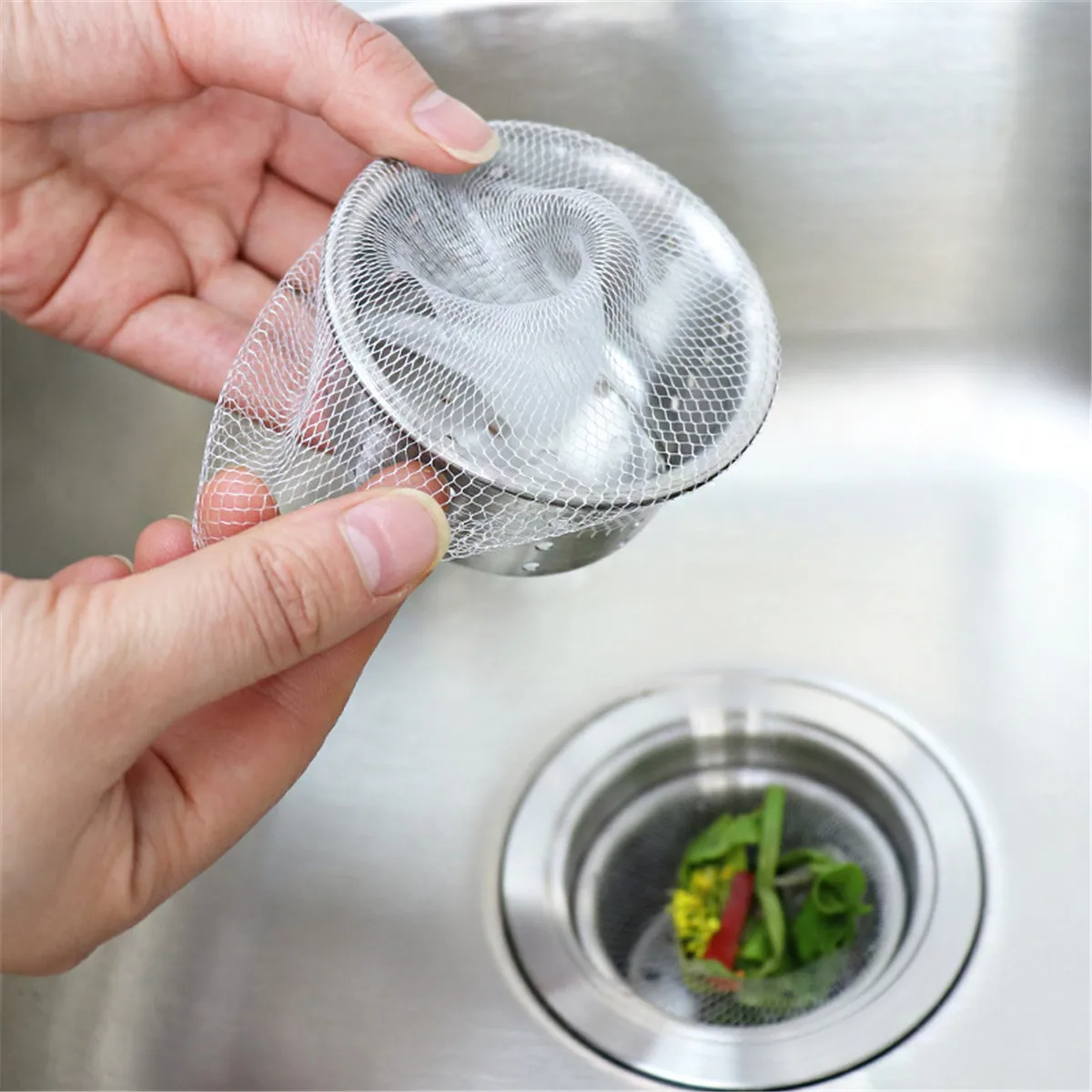 100/200 Pcs Kitchen Sink Filter Sink Drain Hole Trash Strainer Bag Mesh Disposable Garbage Bag Filter Wash Basin Bag Accessories