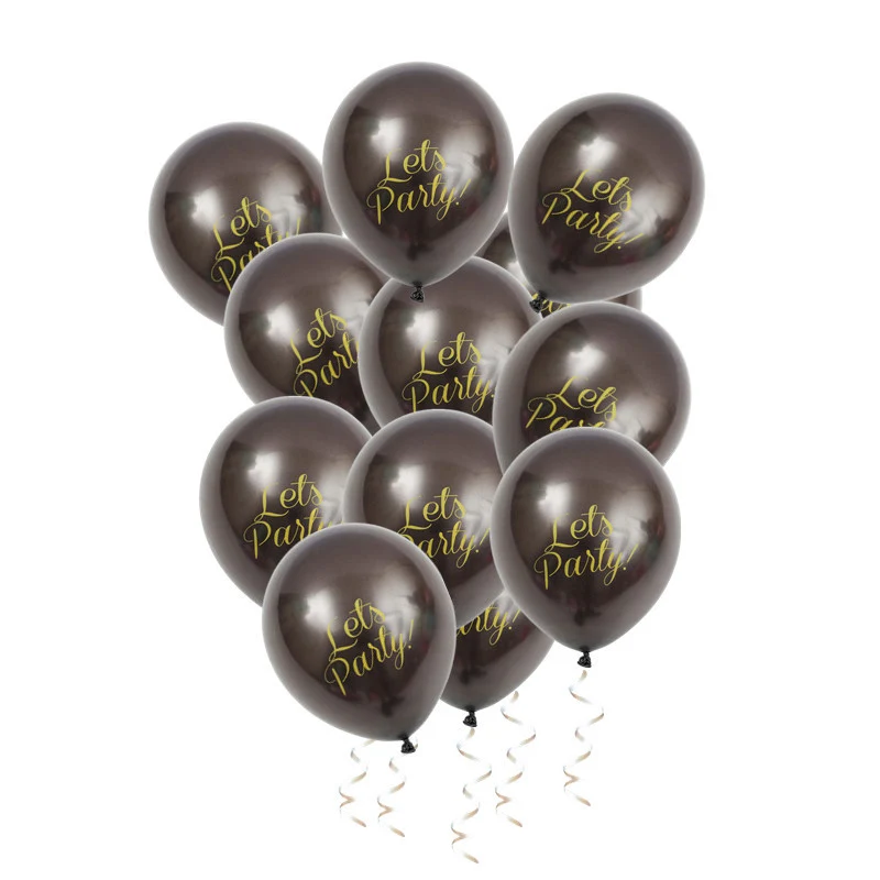 12PCS/Set 12inch Black/white balloon Let's Party Cheers balloon Birthday party high quality balloons Send a roll of ribbon