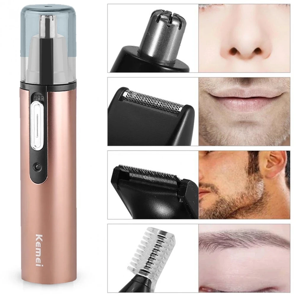 KM-6660 4in1ชาร์จ Pencukur Bulu Hidung Beard Trimer Men & Women Grooming หน้าจมูกผม Trimmer สำหรับจมูกและหู