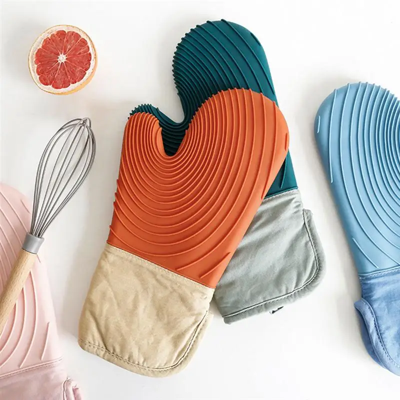 

1Pc Heat Resistant Kitchen Barbecue Oven Gloves Silicone Slip Resistant Oven Mitt Cooking BBQ Grill Baking Glove