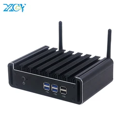 XCY fansız Mini PC Intel Core i7 i5 i5 5200U i3 zuk Gigabit Ethernet HDMI VGA ekran 8x USB desteği WiFi Windows Linux