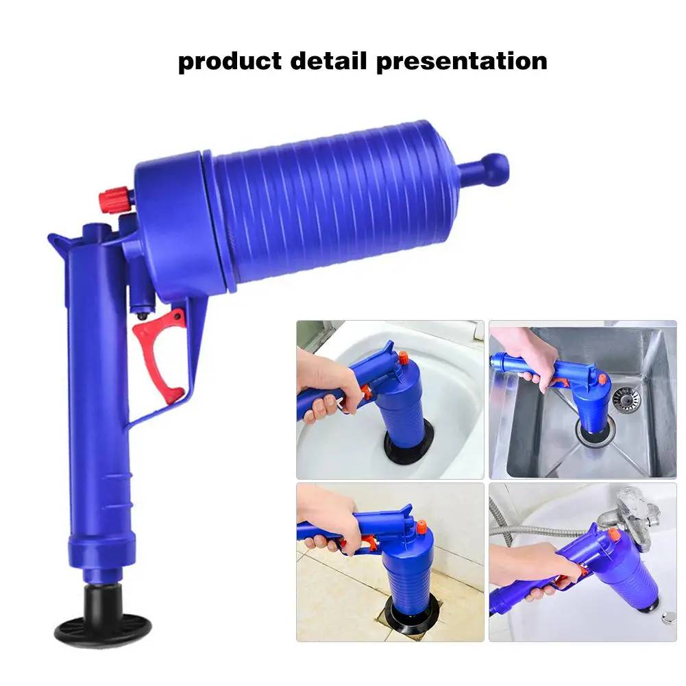 Air Power Drain Blaster Gun High Pressure Pipe Plunger Drain Cleaner Pump Pipeline Clogged Remover Bathroom Sink Toilet Cleaner