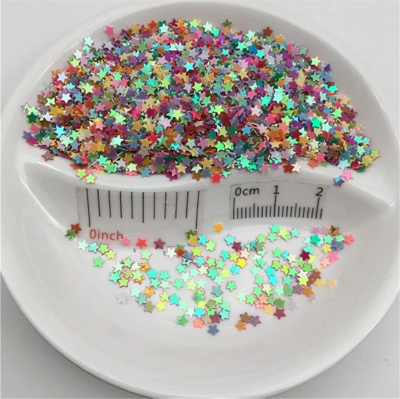 20g 3mm Star PVC loose Sequins Glitter Paillettes for Nail Art Manicure, wedding Confetti,Ornament Accessories , Filler