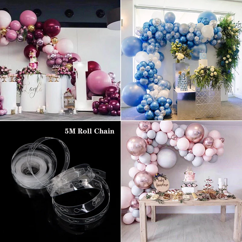 5M Balloon Chain Ribbon Dot Wedding Party Birthday Background Decoration Balloon Chain Arch Balloon Accessories Balloon Supplies