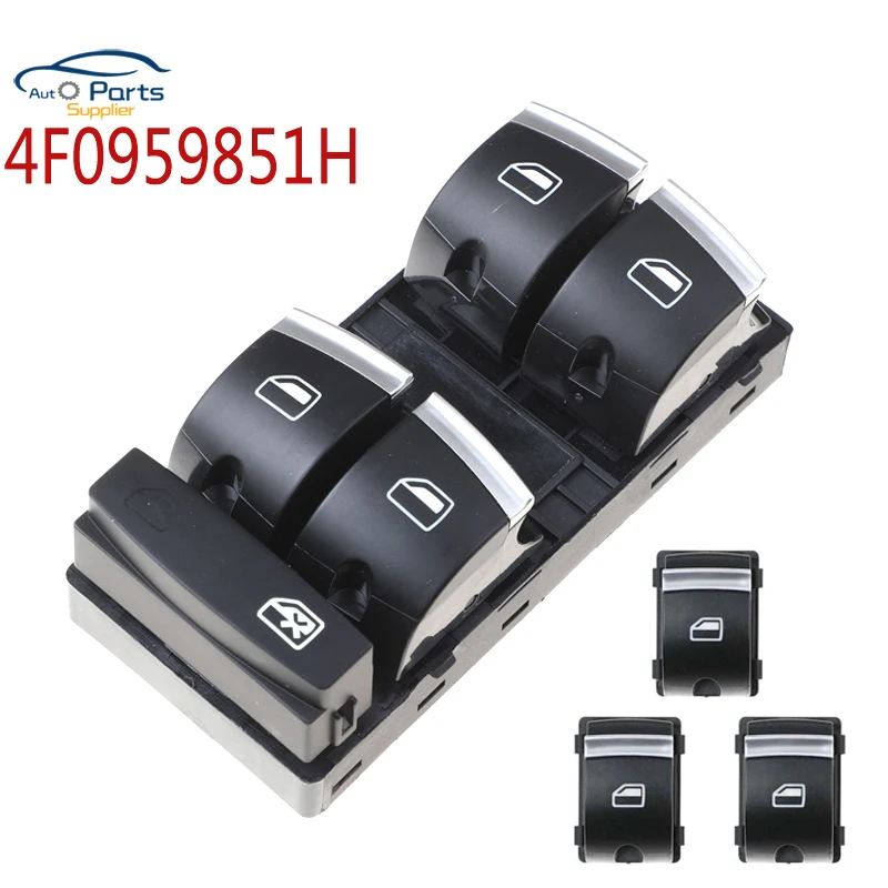 New Chrome Master Window Switch For Audi A3 8P A4 S4 RS4 B6 B7 A6 S6 RS6 C6 Q7 4F0959851H 4F0959855B 4F0 959 851H Button Console 