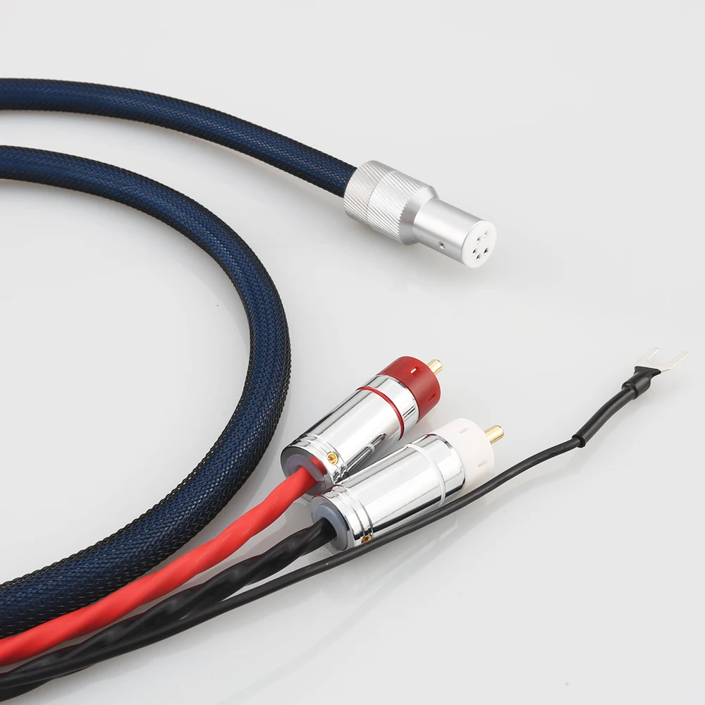 Audiocrast OFC Bạc Audio Phono Tonearm Cáp Spade Cắm Với Che Chắn RCA 5 Pin DIN XLR U Với Mặt Đất dây