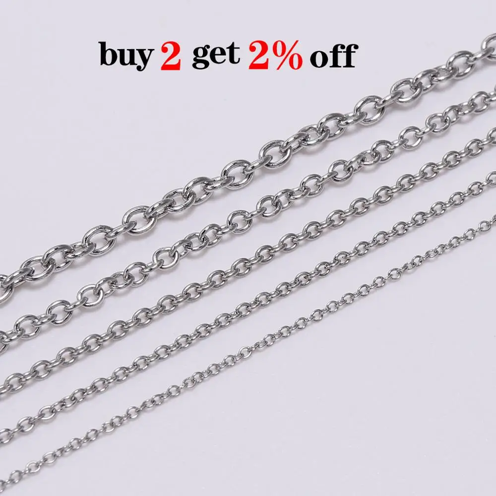 5meter/lot 1.2 1.6 2.5 3 mm Cross Stainless Steel Necklaces Chains Bulk Link Chain For DIY Jewelry Making Findings Accessories