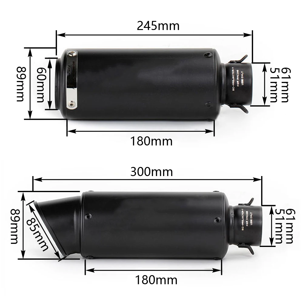 51mm 61mm Exhaust Motorcycle Escape Moto Muffler For Cafe Racer Dirt Bike MT 09 GSR750 TRK 502 LTZ400 GSR600 FZ6 TMAX 530 PXC125