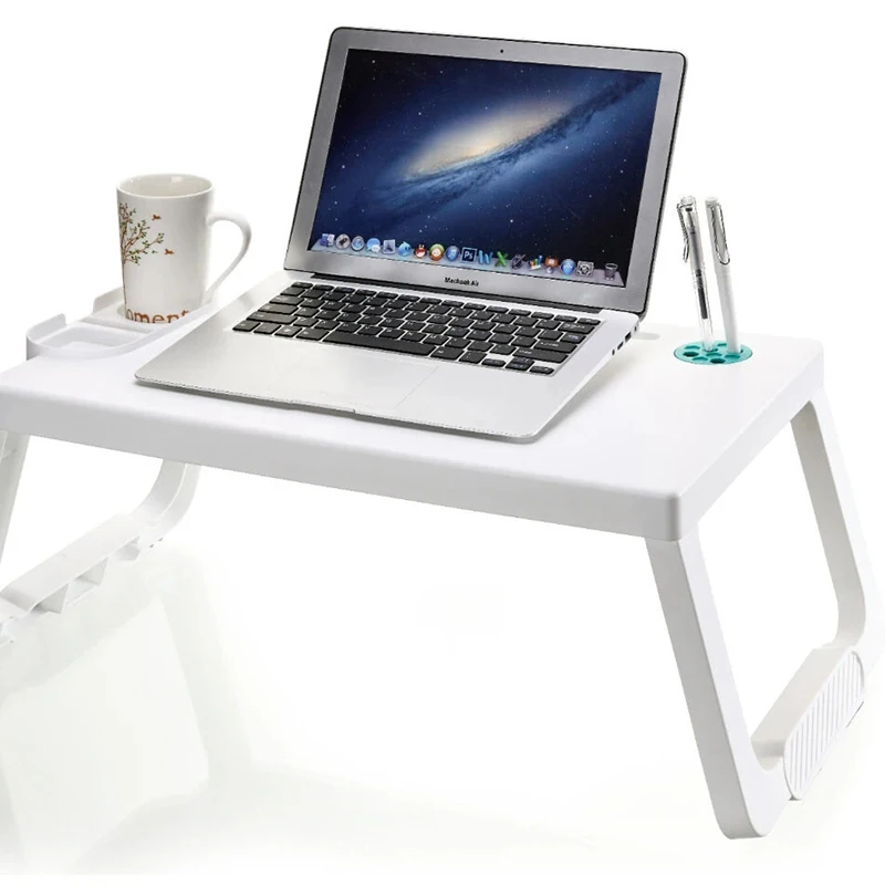 Folding Laptop Table Notebook Desk Computer Desk Breakfast Serving Bed Trays Adjustable Foldable Flip Top Legs Mini Office Desk