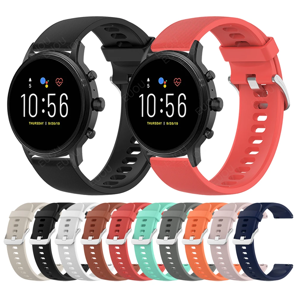 Compatível para fossil 22mm banda de silicone para fossil gen 5e 44mm/gen 5 lte/gen 5 masculino carlyle/garrett pulseira smartwatch cinta