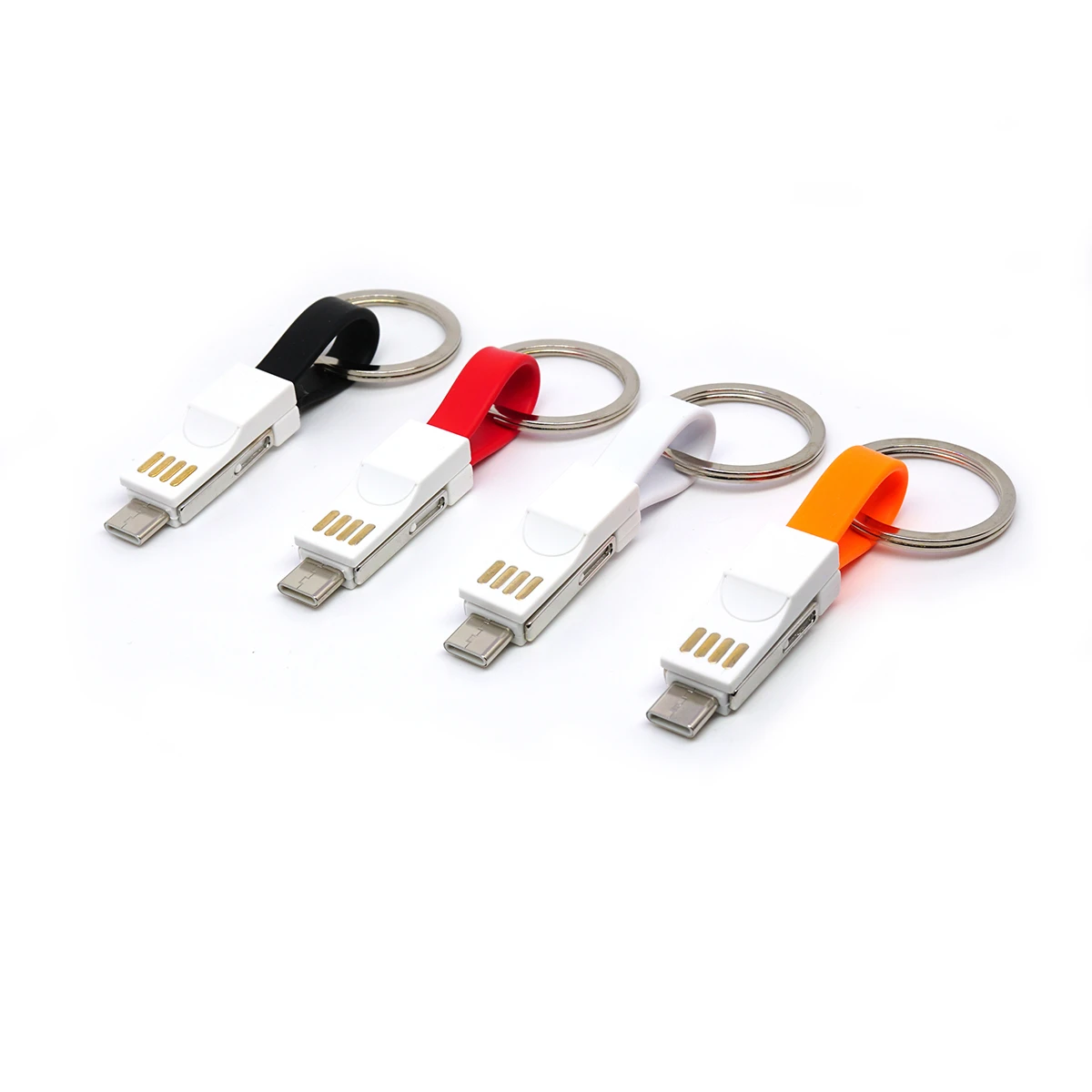 3 in 1 USB Cable Micro USB Type C Cable with Keychain Portable Key For iPhone Xs Max 8 7 Plus Samsung  2A Android smartphone