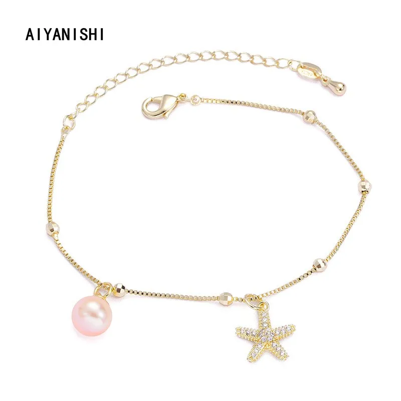 

AIYANISHI 18K Gold Filled Pearl Bracelets Starfish Pearl Bangles Women Natural Freshwater Pearls Bracelets Jewelry Lover Gifts