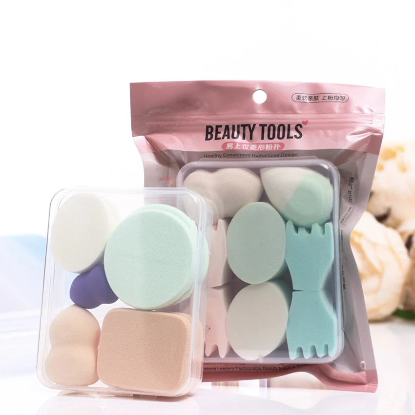 8/9ชิ้น/เซ็ตแต่งหน้าฟองน้ำแป้งพัฟเพชร/Water Drop Shape เครื่องสำอางค์พัฟแห้ง/เปียก BB ครีม foundation พัฟแต่งหน้าเครื่องมือ