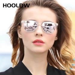 HOOLDW Women Polarized Sunglasses Vintage Square Clear Night Vision Sun Glasse Transparent Frame Glasses UV400 Goggle Eyewear