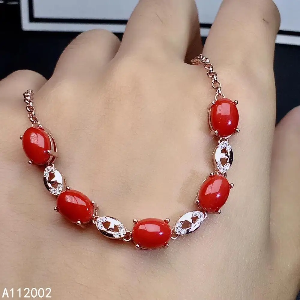 

KJJEAXCMY fine jewelry natural red coral 925 sterling silver new women gemstone hand bracelet support test beautiful