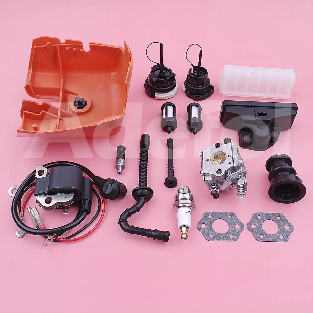 غطاء مرشح الهواء قاعدة ث الإشعال لفائف المكربن عدة ل Stihl MS250 MS230 MS210 بالمنشار 11231401902 1123 358 7701 غطاء زيت الوقود
