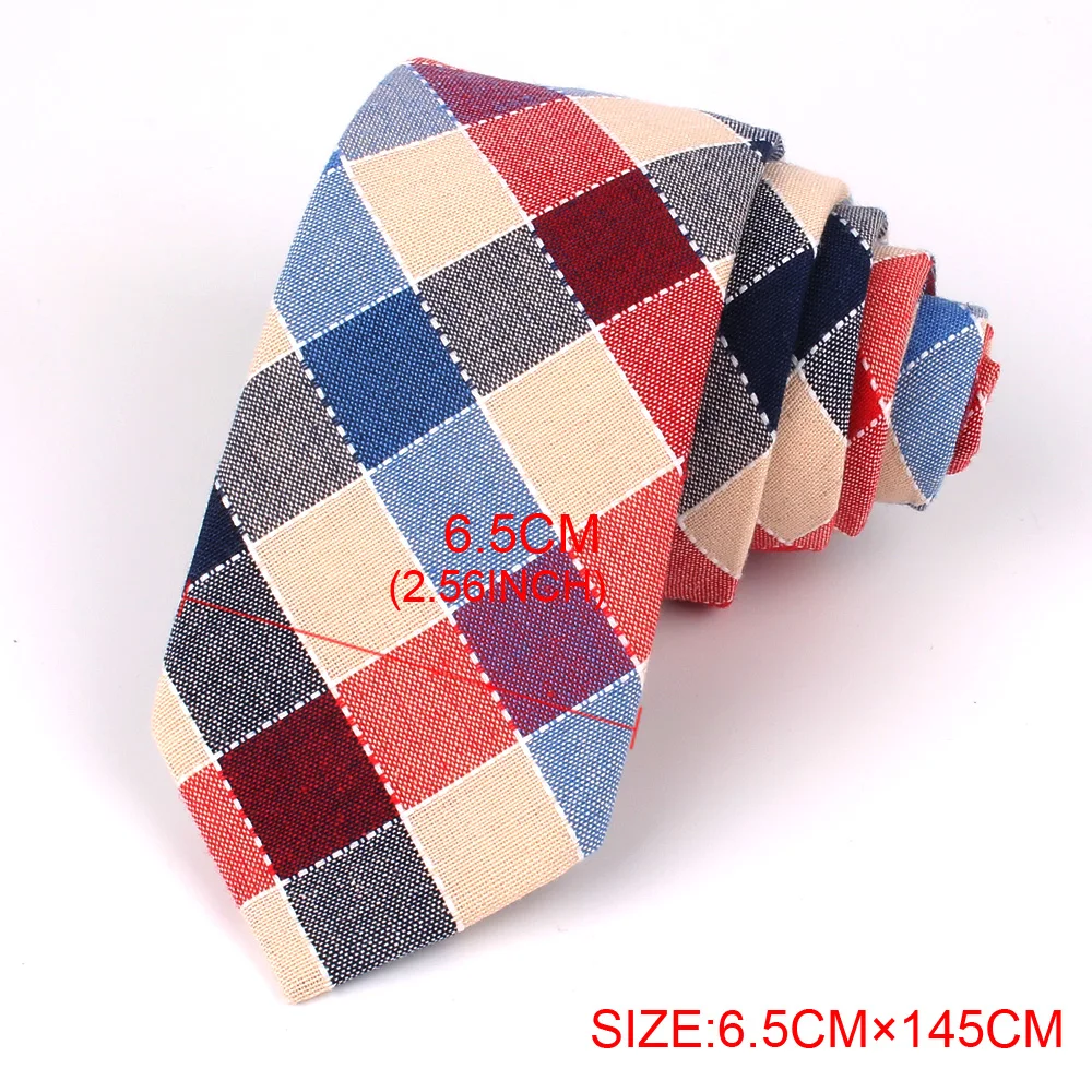 Fashion Woven Cotton Ties For Men Skinny Men Neck Tie For Wedding Casual Plaid Neckties Suits Slim Plaid Neck Ties Gravatas