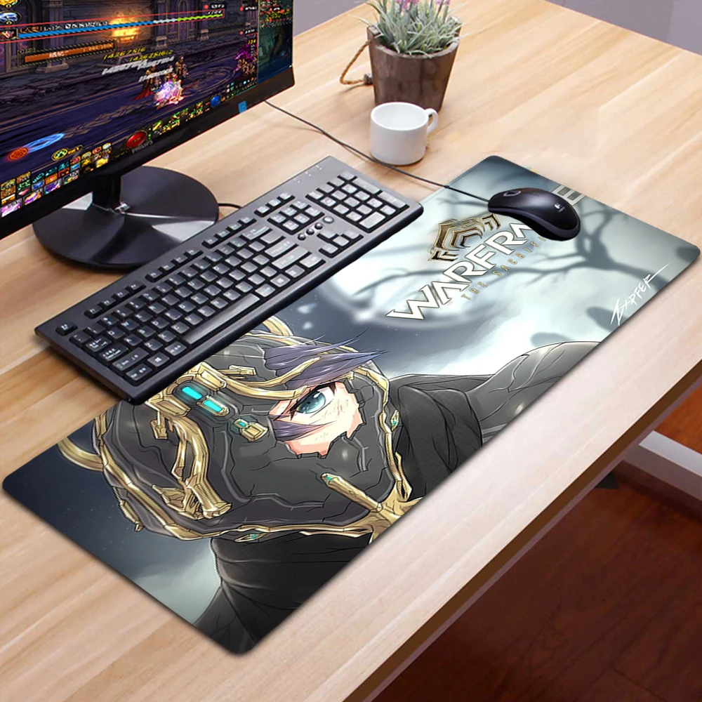 Warframe Hero gioco Mousepad Alfombrilla accessori da gioco Tappetino per Mouse antiscivolo XXL Tappetino 90x30 Tappetino Mouse Tapis De Souris