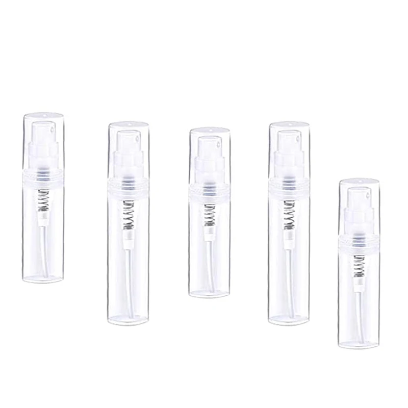 

50pcs Mini 2ml 3ml Portable Plastic Spray Bottle Empty Essential Oil Vial Refillable Perfume Atomizer Travel Accessories