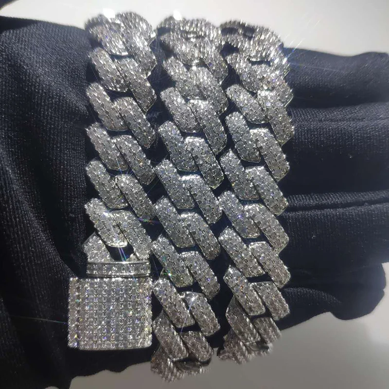 

Цепочки-колье в стиле хип-хоп с кубинским плетением, инкрустированные стразами AAA CZ, 7-26 дюймов, для мужчин, рэперские украшения, с открывающимся замком.