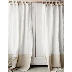Pure Linen Curtain White And Linen Drapes Flax Handmade Curtain, 50% Blackout Extra Long Custom Curtains for Living Room Window